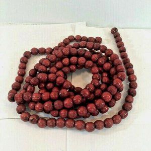 Wooden Bead Garland Christmas Tree Mantel Red